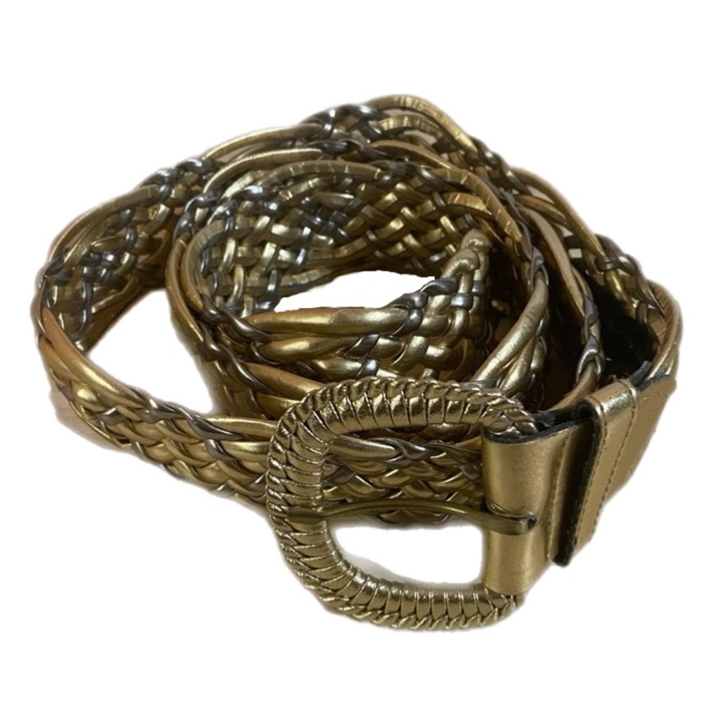 Ginnie Johansen Vntg Gold/Silver Braided Weaved Belt Metallic Disco 80s 90s S/M